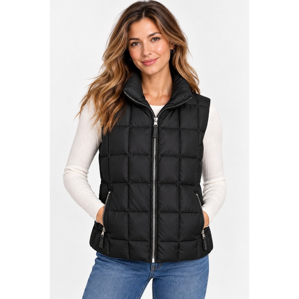 GAP Vintage 2003 Puffer Vest  Black Quilted Zip Front Y2K Gorpcore Layering XL